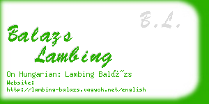 balazs lambing business card